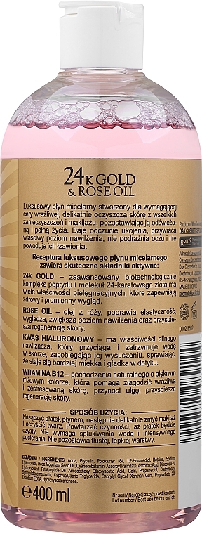 Luksusowy płyn micelarny do skóry wrażliwej - Perfecta 24k Gold & Rose Oil — Zdjęcie N2