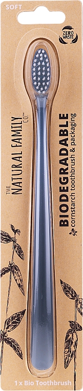 Biodegradowalna szczoteczka do zębów, szara - The Natural Family Co Biodegradable Toothbrush — Zdjęcie N1