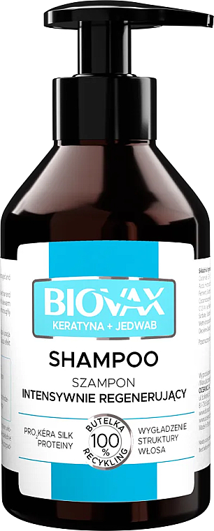 Szampon do włosów, Keratyna + Jedwab - Biovax Keratin + Silk Shampoo