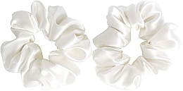 Kup Zestaw gumek z naturalnego jedwabiu, rozmiar M, biały - de Lure Scrunchie Set