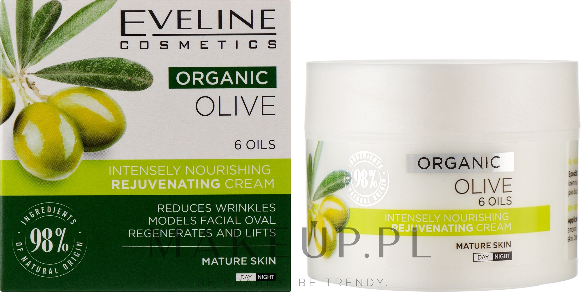 Silnie odżywczy krem odmładzający - Eveline Cosmetics Organic Olive Cream — Zdjęcie 50 ml