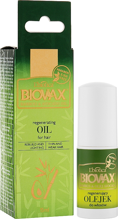 Biovax Bambus & Avocado Oil Elirsir - Regenerujący olejek do cienkich i osłabionych włosów — Zdjęcie N4