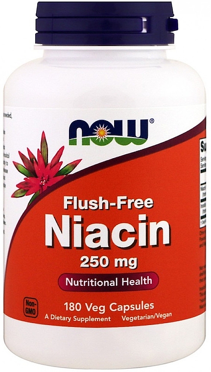 Suplement diety Niacyna, 250 mg - Now Foods Flush-Free Niacin — Zdjęcie N2
