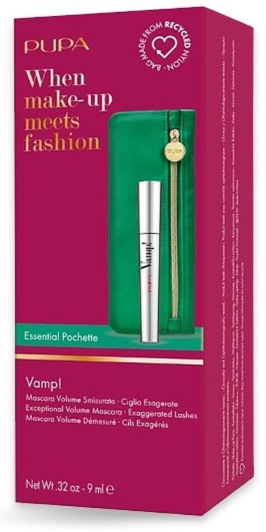 Zestaw - Pupa Vamp! Mascara Gold Edition (mascara/9ml + essential/pouch) — Zdjęcie N2