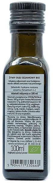 Olej z nasion białego sezamu - LOV Organic Living White Sesame Oil Cold Pressed — Zdjęcie N2