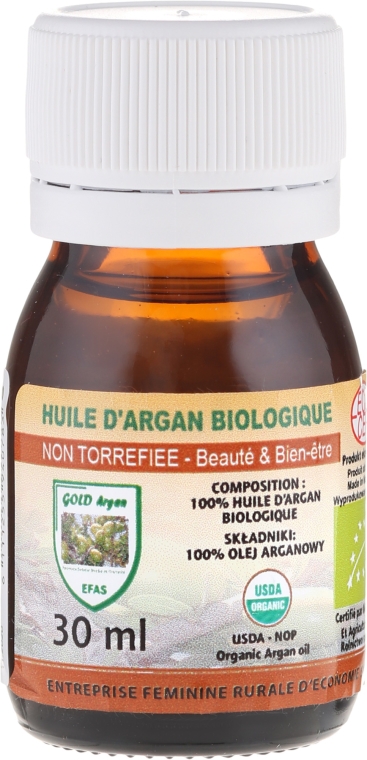 Olej arganowy kosmetyczny 100% BIO, butelka szklana - Efas Argan Oil — Zdjęcie N2