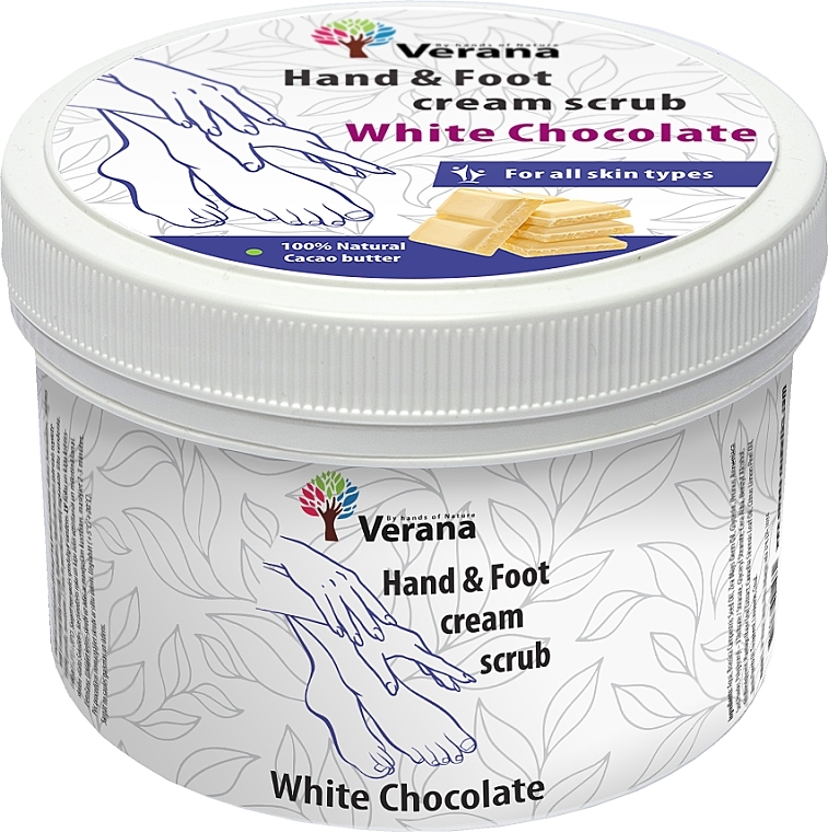 Ochronny krem-peeling do dłoni i stóp Biała Czekolada - Verana Protective Hand & Foot Cream-scrub White Chocolate — Zdjęcie N2