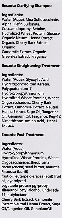 Zestaw - Encanto Brazilian Keratin Treatment Kit (shmp/473ml + treatm/473ml + cond/473ml) — Zdjęcie N2
