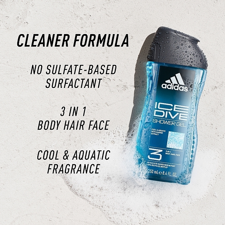 Żel pod prysznic dla mężczyzn - Adidas Ice Dive Body, Hair And Face Shower Gel — Zdjęcie N4