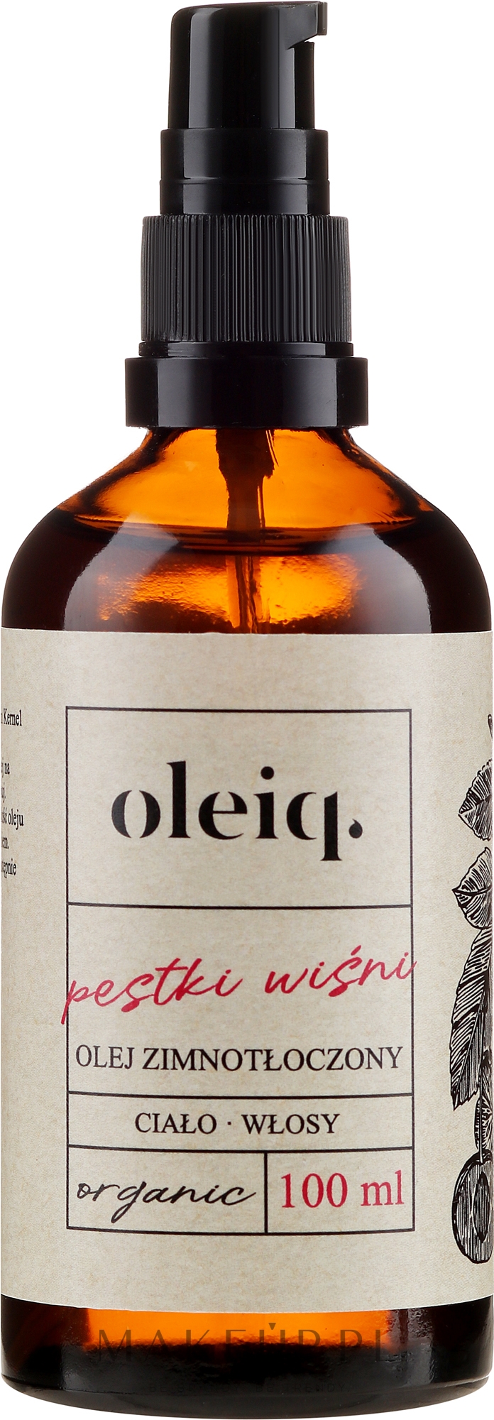 Olej z pestek wiśni do ciała i włosów - Oleiq — Zdjęcie 100 ml
