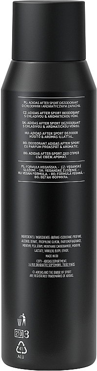 Dezodorant w sprayu dla mężczyzn - Adidas After Sport Cool & Aromatic Deo Body Spray — Zdjęcie N2