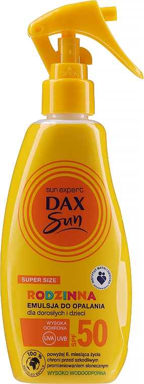 Balsam do opalania dla dzieci i dorosłych - Dax Sun Family SPF 50 (z atomizerem) — Zdjęcie N1
