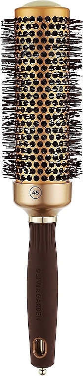 Szczotka do włosów - Olivia Garden Expert Blowout Speed Wavy Bristles Gold Brown 45mm — Zdjęcie N1