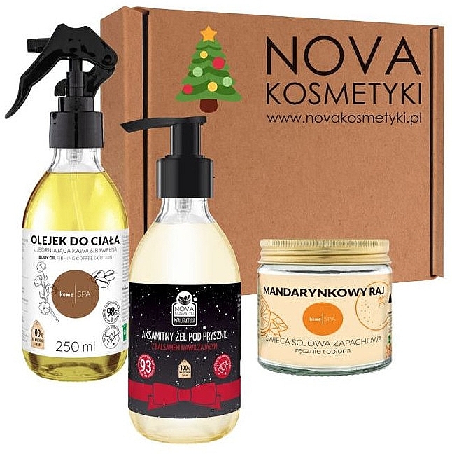 Zestaw Magiczny blask - Nova Kosmetyki Manufaktura (b/oil/250ml + sh/gel/250ml + candle/1pcs) — Zdjęcie N1
