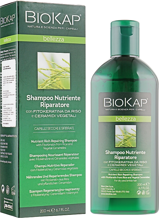 Odżywczy szampon naprawczy do włosów - BiosLine BioKap Nourishing Repair Shampoo — Zdjęcie N1