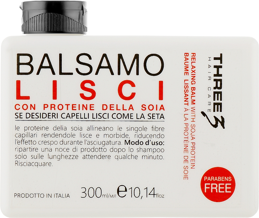 Wygładzający balsam z białkiem sojowym - Faipa Roma Three Hair Care Lisci Balm