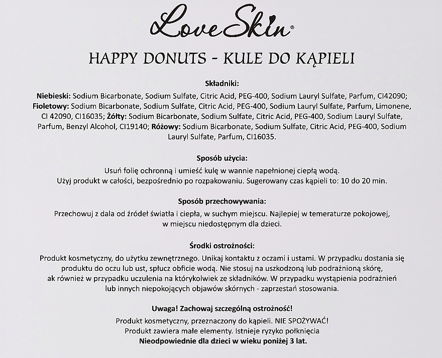 Zestaw aromatycznych bomb do kąpieli - Love Skin Happy Donuts (bath bombs/4x60g) — Zdjęcie N5