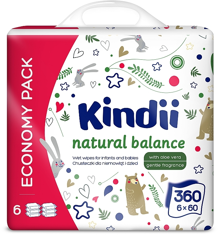 Nawilżane chusteczki dla dzieci i niemowląt - Kindii Natural Balance Cleanic — Zdjęcie N5