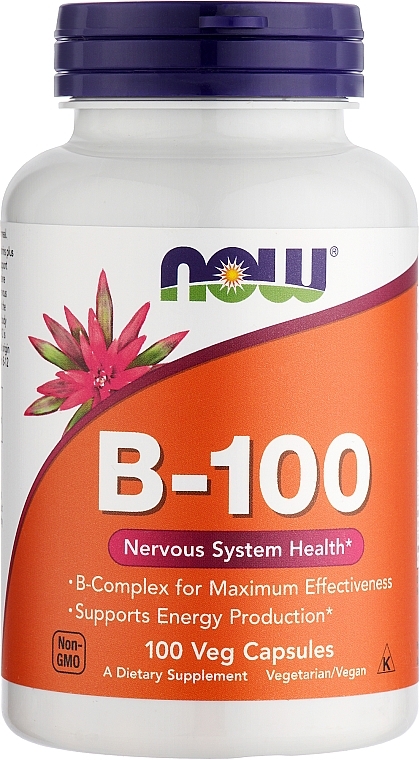 Kompleks witamin z grupy B - Now Foods Vitamin B-100 Veg Capsules — Zdjęcie N1