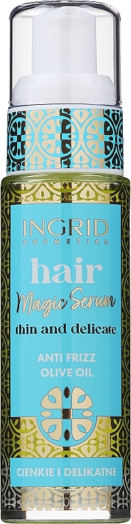 Rozświetlające serum do włosów ułatwiające rozczesywanie - Ingrid Cosmetics Vegan Hair Serum Olive Oil Anti Frizz — Zdjęcie N3