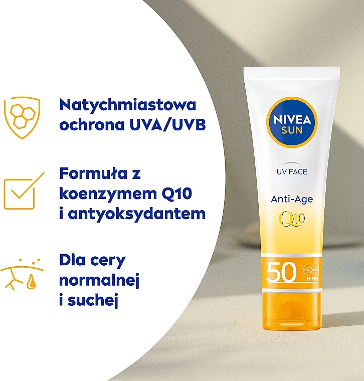 Przeciwsłoneczny krem przeciwstarzeniowy do twarzy SPF 50 - NIVEA Sun UV Face Q10 Anti-Age & Anti-Pigments — Zdjęcie N4