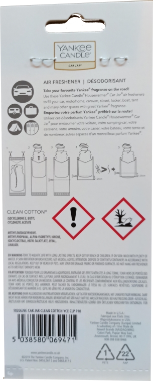 Zapach do samochodu - Yankee Candle Car Jar Clean Cotton — Zdjęcie N2