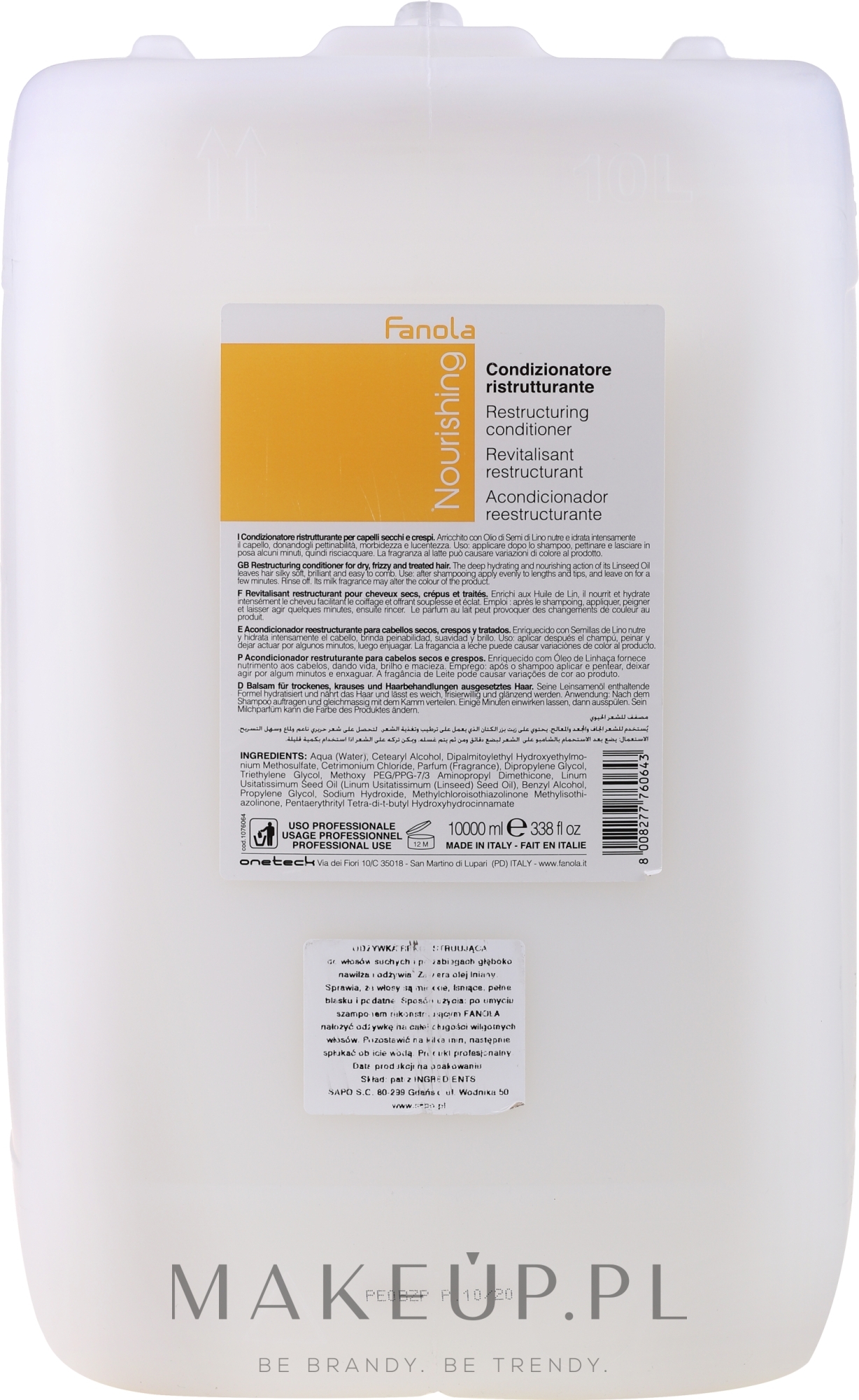 Odbudowująca odżywka do włosów suchych - Fanola Nutri Care Restructuring Conditioner — Zdjęcie 10000 ml