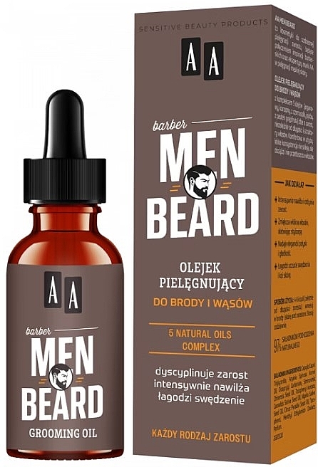 Olejek do pielęgnacji brody i wąsów - AA Cosmetics Men Beard Grooming Oil — Zdjęcie N1