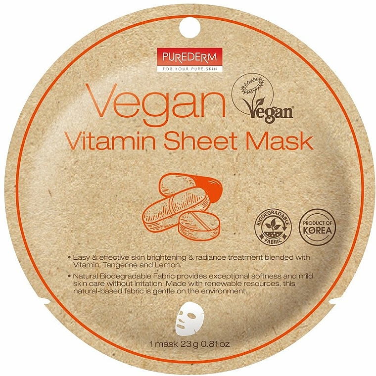 Maska do twarzy w płachcie z witaminami - Purederm Vegan Sheet Mask Vitamin — Zdjęcie N1