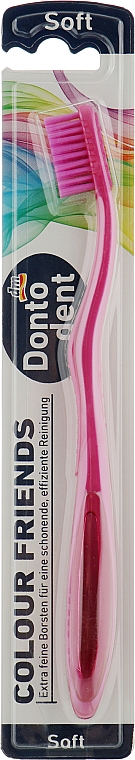 Miękka szczoteczka do zębów, malinowa - Dontodent Color Friends Soft — Zdjęcie N1