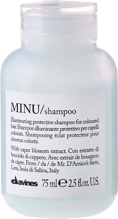 Rozświetlający i ochronny szampon do włosów farbowanych - Davines Minu Shampoo