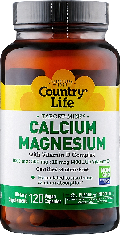 Kompleks witaminowo-mineralny wapnia, magnezu i witaminy D - Country Life Calcium-Magnesium With Vitamin D