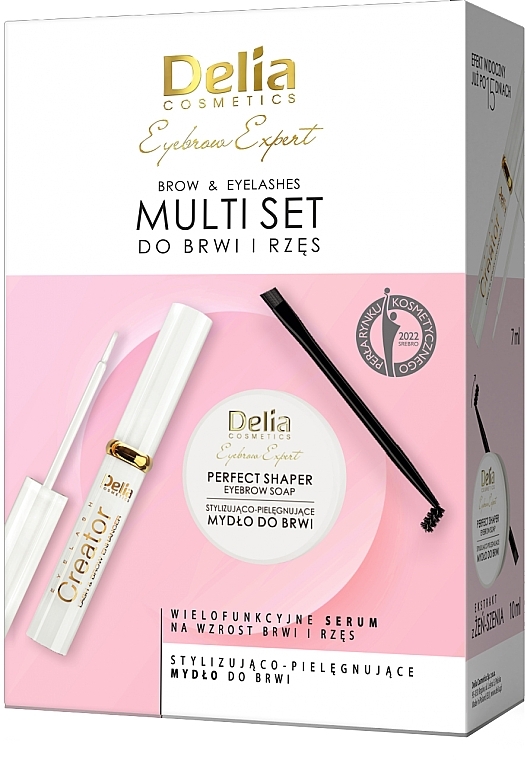 Zestaw - Delia Eyebrow Expert brow & Eyelashes Multi Set (eyelash/cond/7 ml + eyebrow/soap/10 ml) — Zdjęcie N1