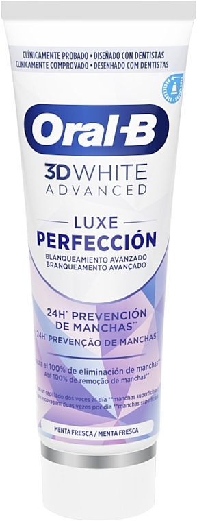 Pasta do zębów o smaku miętowym, wybielająca - Oral-B 3D White Advanced Luxe Perfection Toothpaste — Zdjęcie N1