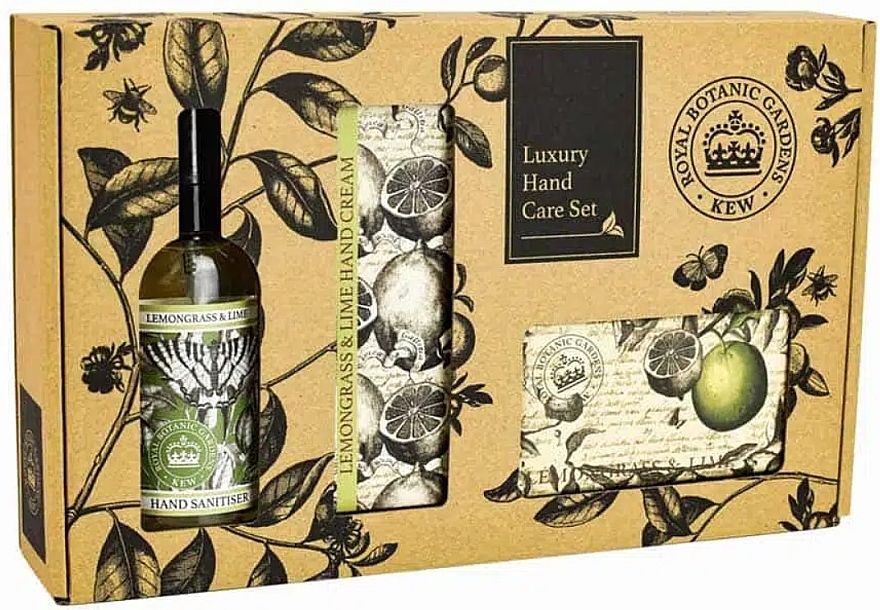 Zestaw - The English Soap Company Kew Gardens Lemongrass & Lime Hand Care Gift Box (soap/240g + h/cr/75ml + san/100ml) — Zdjęcie N1