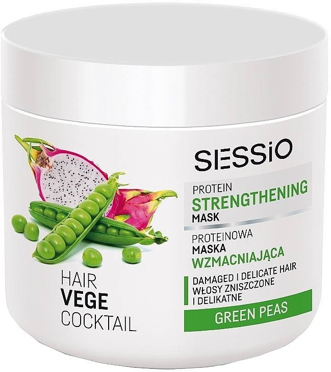 Proteinowa maska wzmacniająca do włosów zniszczonych i delikatnych z zielonym groszkiem - Sessio Hair Vege Cocktail Protein Strengthening Mask — Zdjęcie N2