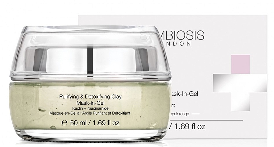 PRZECENA! Oczyszczająca żelowa maska detoksykująca do twarzy Kaolin i niacynamid - Symbiosis London Purifying & Detoxifying Clay Mask-In-Gel * — Zdjęcie N1