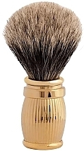 Pędzel do golenia - Plisson Godroon Gold Finish & European Grey Shaving Brush — Zdjęcie N1
