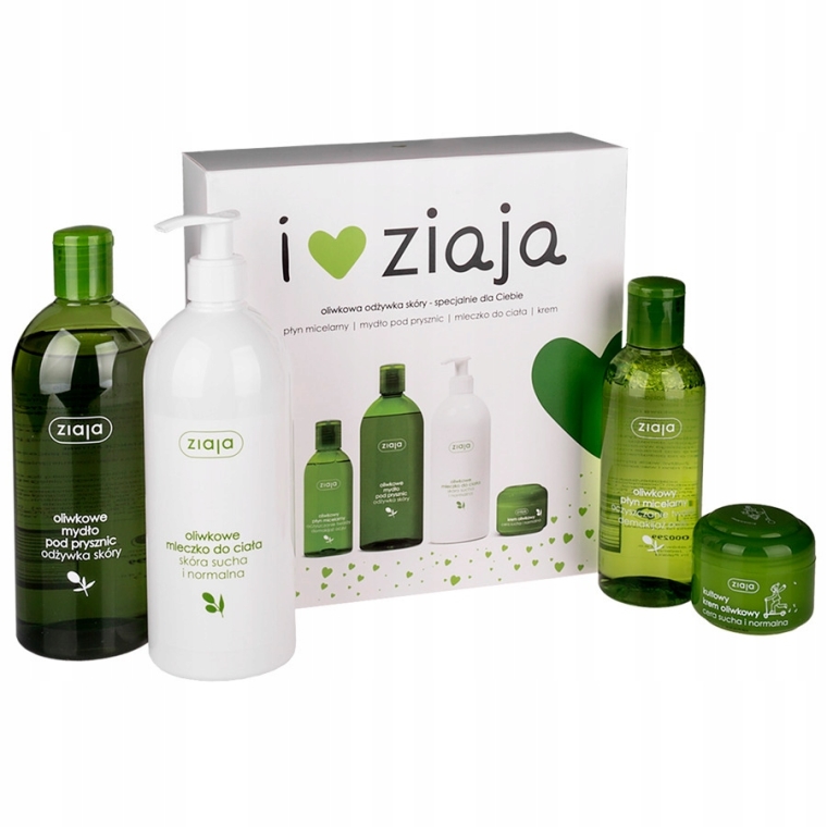 Zestaw - Ziaja Oliwkowa (sh/soap 500 ml + b/lotion 400 ml + cr 50 ml + micel/water 200 ml) — Zdjęcie N2