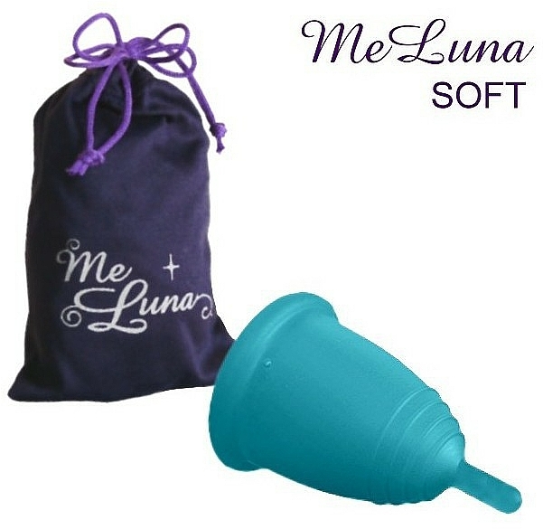 Kubeczek menstruacyjny z nóżką, rozmiar L, morski - MeLuna Soft Menstrual Cup Stem — Zdjęcie N1