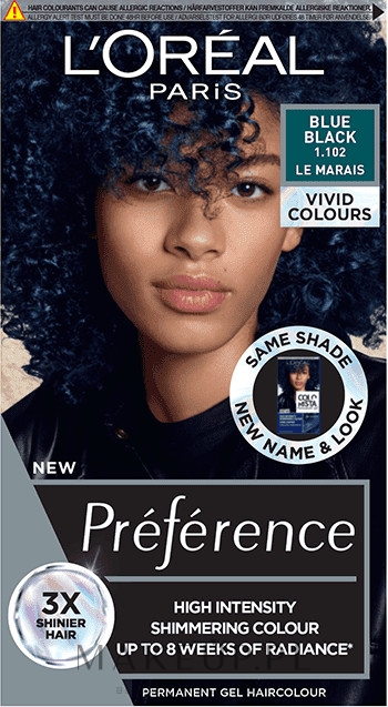 Farba do włosów - L'Oreal Paris Preference Vivid Colours — Zdjęcie 1.102 - Blue Black