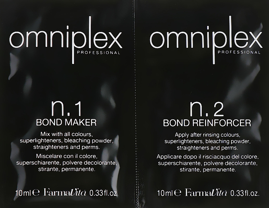 Kompleks do odbudowy i ochrony włosów - FarmaVita Omniplex Professional n.1 Bond Maker & n.2 Bond Reinforcer (próbka) — Zdjęcie N1