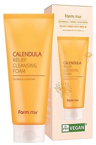 Pianka oczyszczająca z nagietkiem - Farmstay Calendula Relief Cleansing Foam — Zdjęcie N1