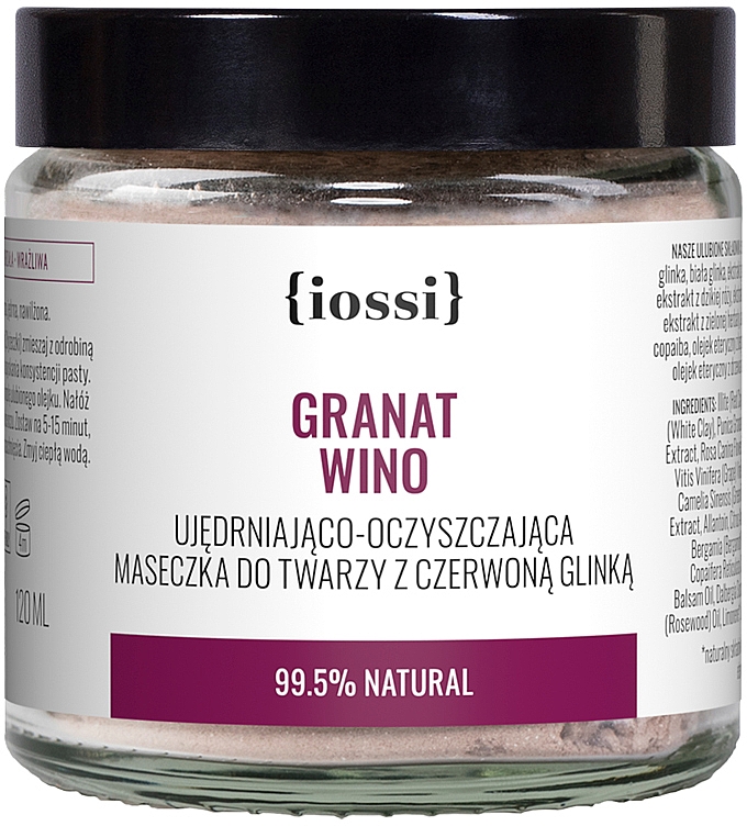 Przeciwzmarszczkowa maseczka do twarzy z czerwoną glinką Granat i wino - Iossi — Zdjęcie N1