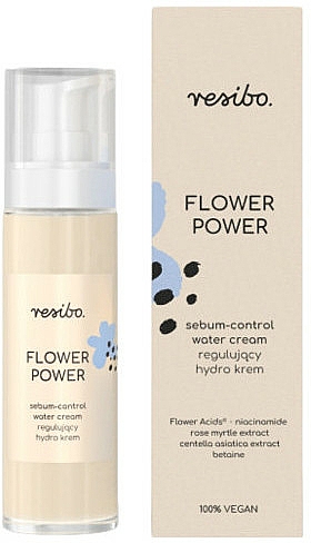 Regulujący hydro krem do twarzy - Resibo Flower Power Sebum-Control Water Cream — Zdjęcie N1