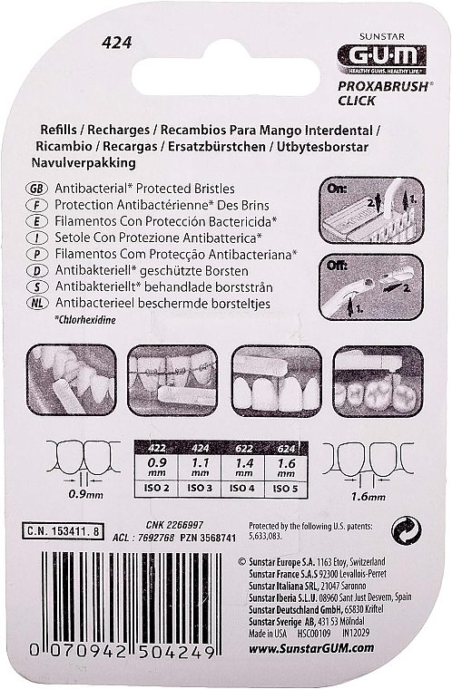 Szczoteczki międzyzębowe 1,1 mm - G.U.M Proxabrush Click  — Zdjęcie N2