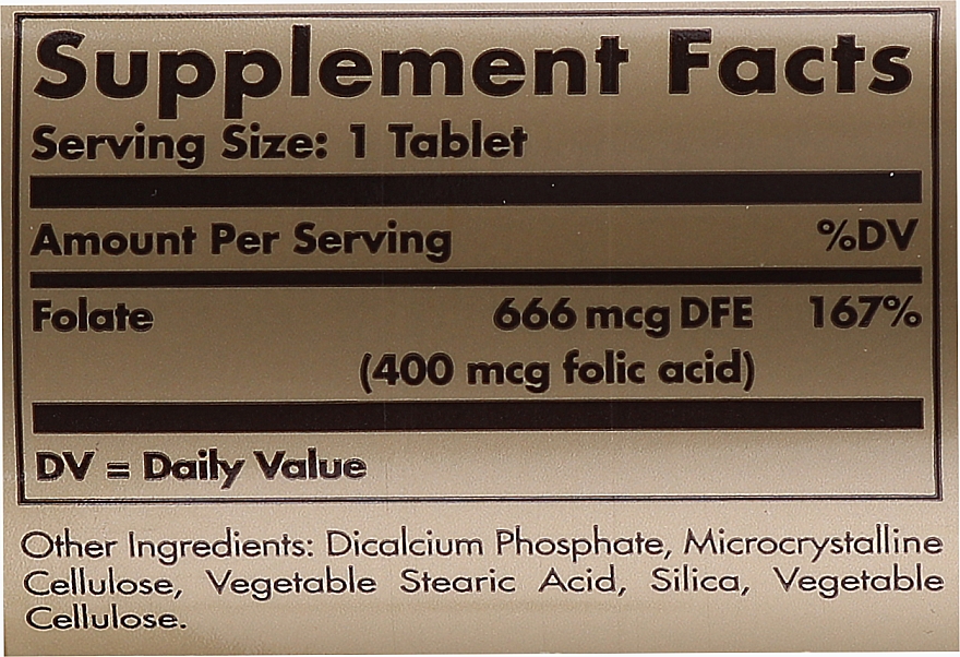 Suplement diety Kwas foliowy, 400 mcg - Solgar Health & Beauty Folate 666 MCG DFE — Zdjęcie N4