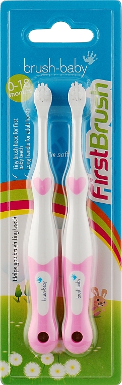 Zestaw 2 szczoteczek do zębów dla dzieci, różowy - Brush-Baby — Zdjęcie N1
