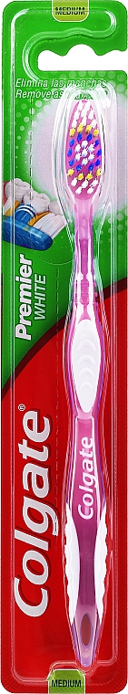 Szczoteczka do zębów, średnia twardość, różowa - Colgate Premier Medium Toothbrush