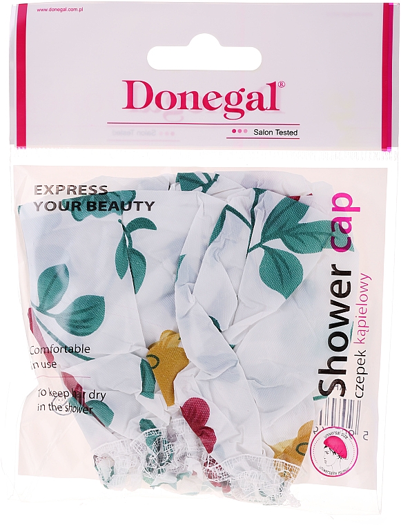Czepek pod prysznic, 9298, czerwone kwiaty - Donegal Shower Cap — Zdjęcie N2
